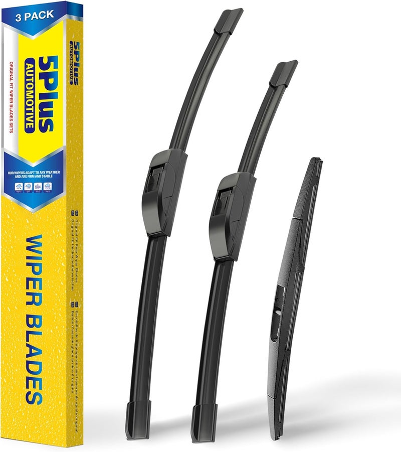 5PLUS 3 Wipers 26"/21"/12" Replacement For Acura MDX 2013 2012 2011 2010 2009 2008 2007, 26 Inch+21 Inch Windshield Wiper Blades with 12 Inch Rear Wiper Blade - Image 1